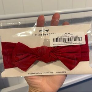 Little Sleepies Holiday Red Bamboo Viscose Bow Headband NIB